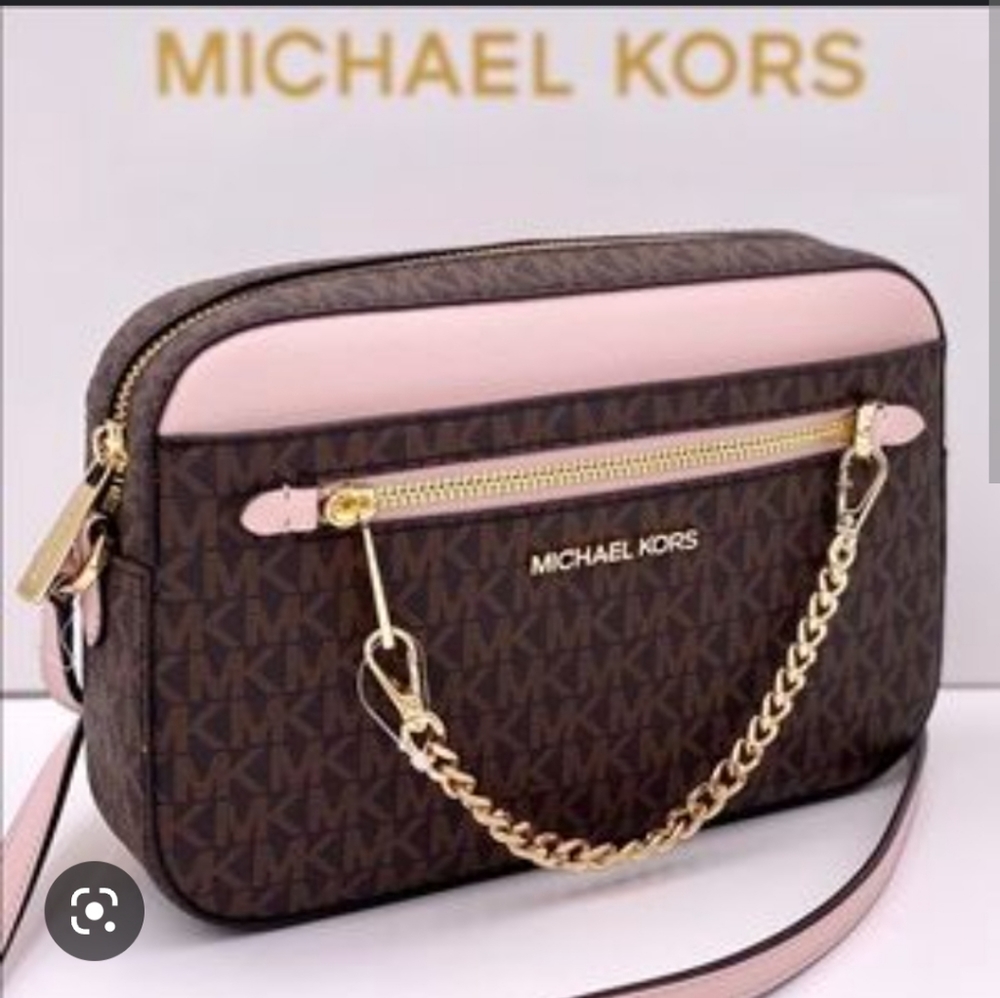 New , Authentic Michael Kors brown jet set Crossbody bag